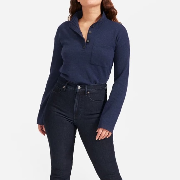Everlane Recashmere Button Mock Neck Sweater - Picture 2 of 10